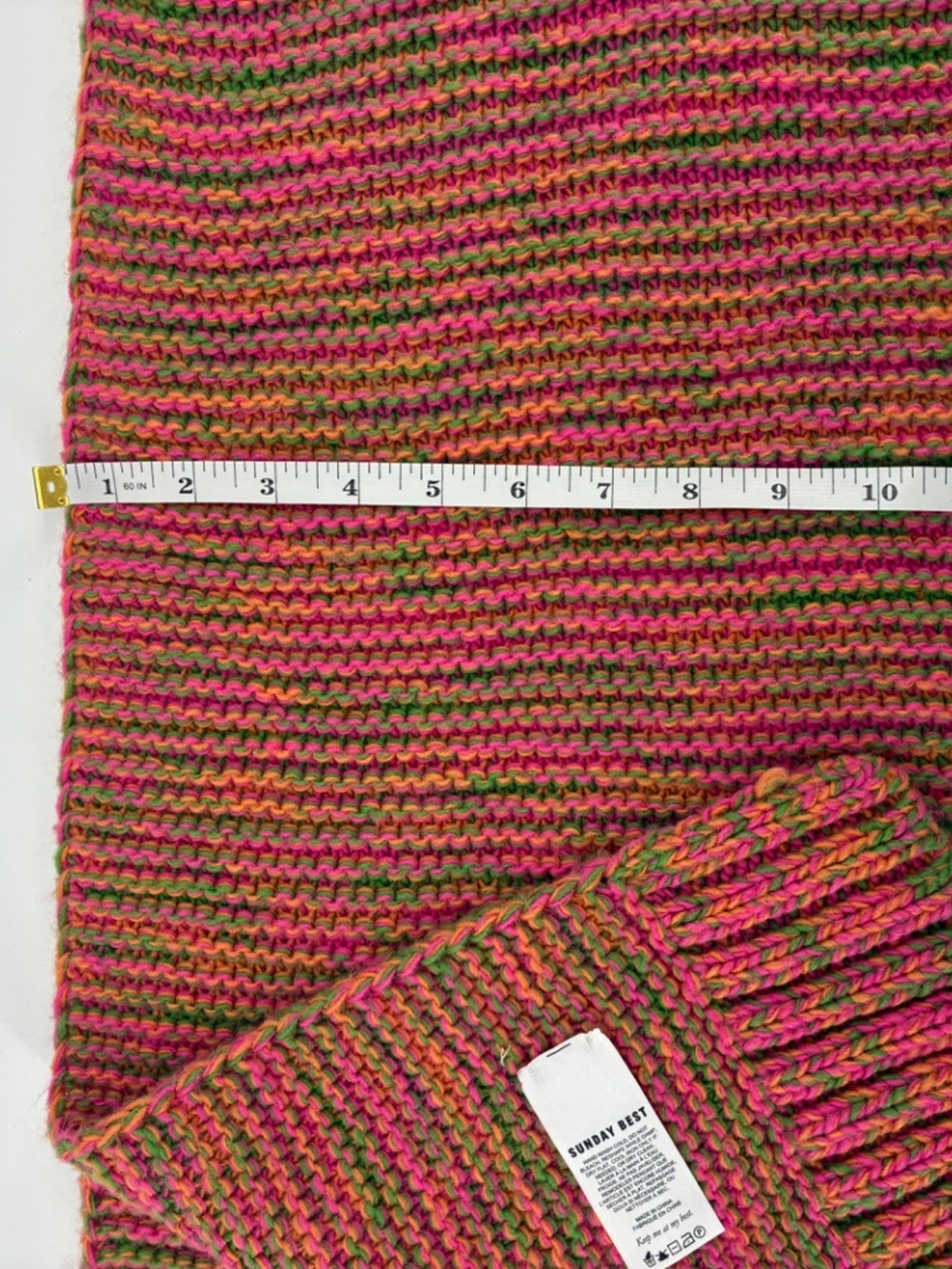 Sunday Best Pink, Green, and Yellow Knit Scarf - Picture 6 of 7